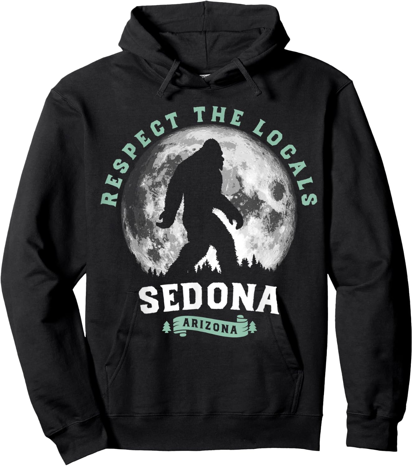 Sedona, Arizona Bigfoot Night Walk Retro Moon Hoodie - Hoodie | Black