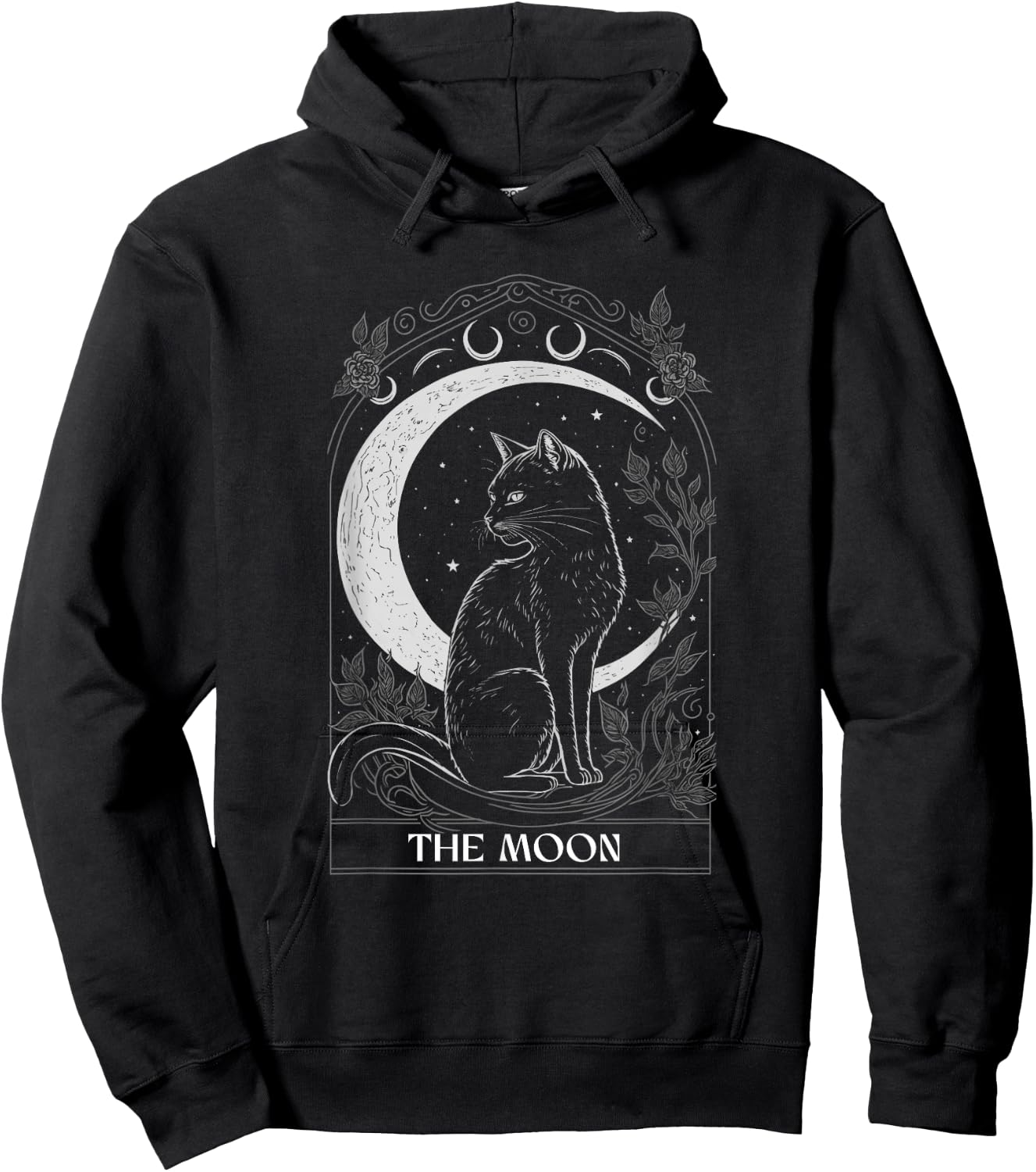 Crescent Moon Cat Tarot Card Graphic for Tarot Cat Lovers Hoodie - Hoodie | Black