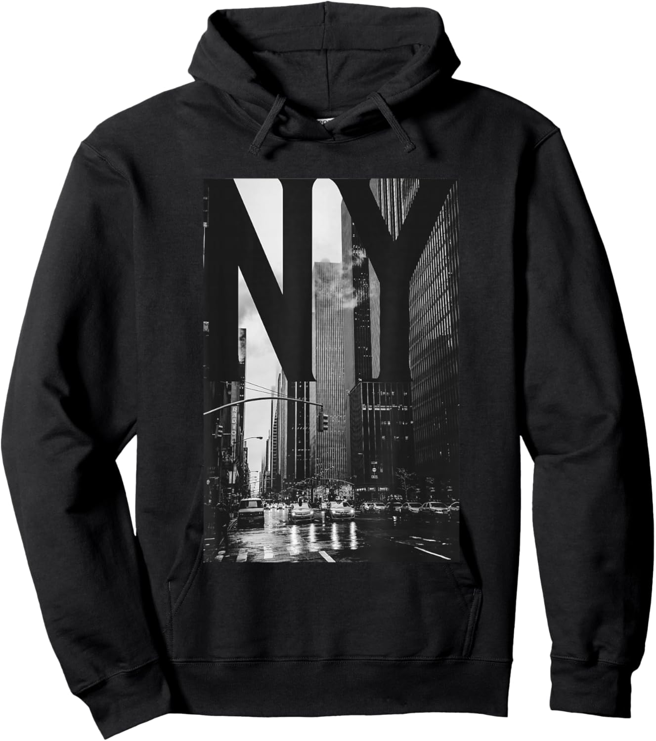 Cool New York City Abstract Skyline, Black & White New York Hoodie - Hoodie | Black