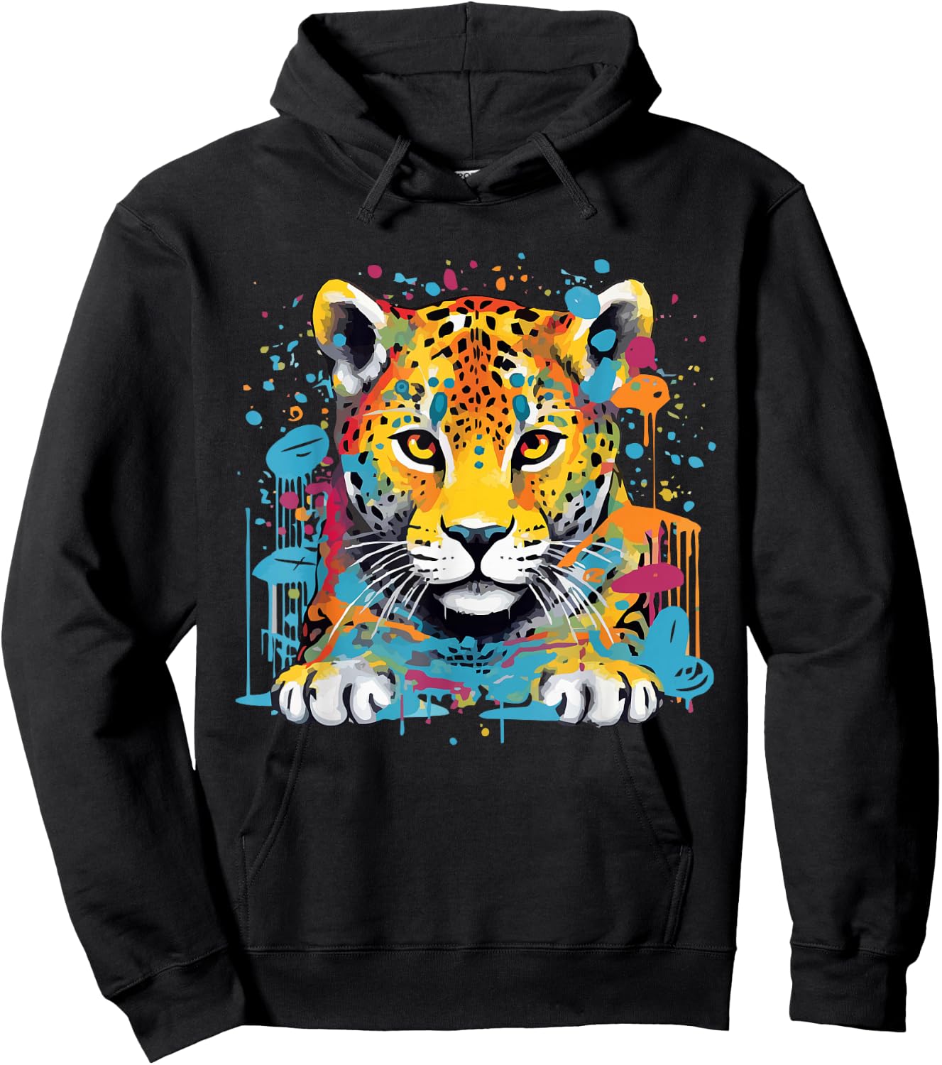 Jaguar Big Cat Splash Art Graphic Design Men Women Kids Hoodie - Hoodie | Black