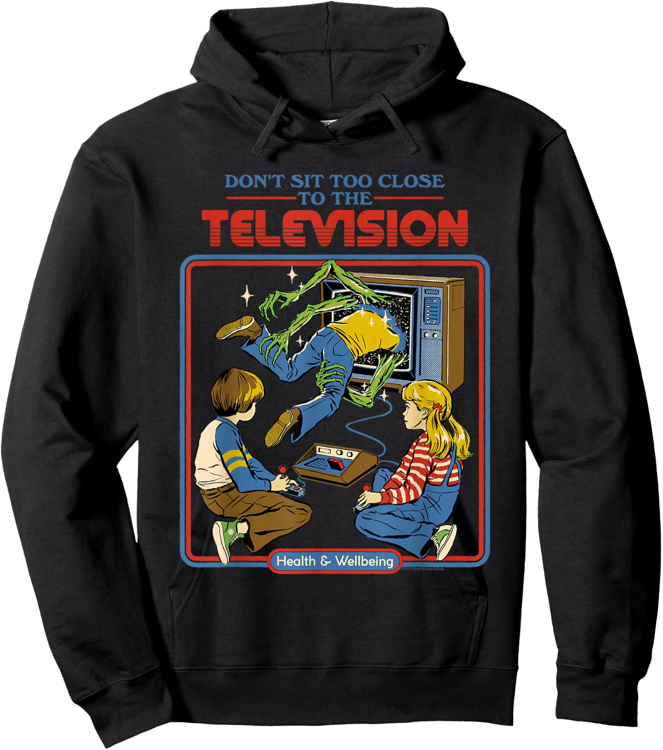 Steven Rhodes Don't Sit Too Close TV Retro Dark Humor Hoodie - Hoodie | Black