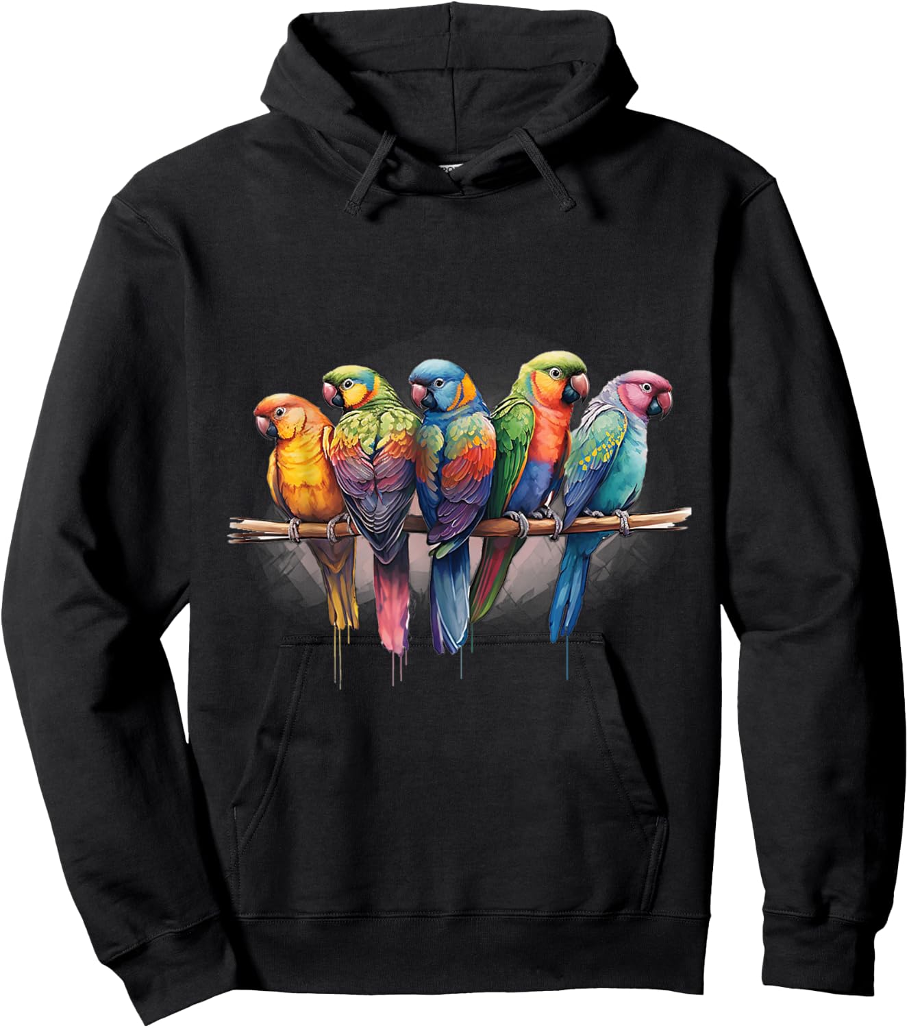 Parrots Watercolor Exotic Tropical Bird Nature Colorful Hoodie - Hoodie | Black