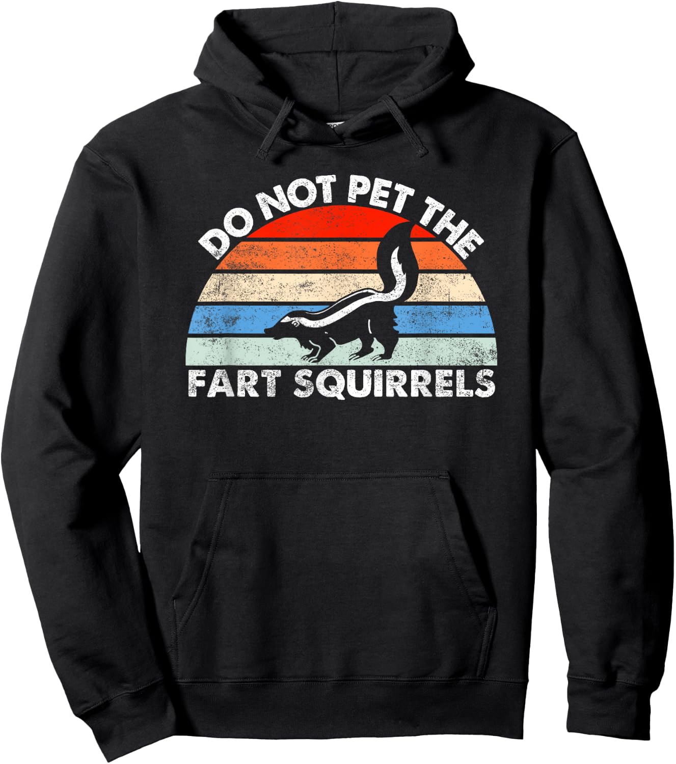 Do Not Pet the Fart Squirrels Funny Skunk Retro Sunset Hoodie - Hoodie | Black