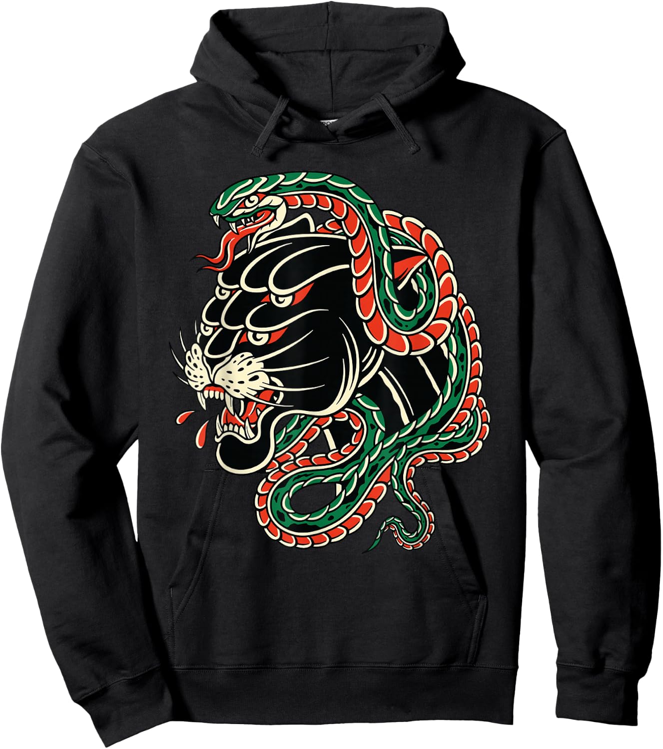 Vintage American Traditional Tattoo Edgy Old School Panther Hoodie - Hoodie | Black