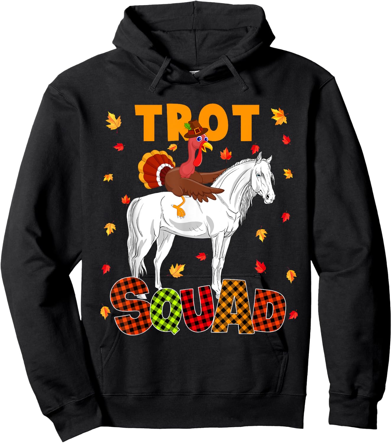 Trot Squad Thanksgiving Turkey Riding Horse Costume Kids Hoodie - Hoodie | Black