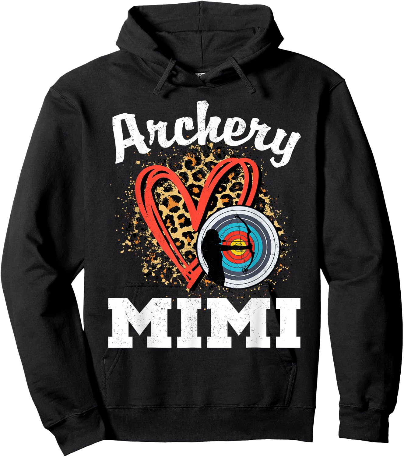 Archery Mimi Leopard Heart Grandma Hoodie - Hoodie | Black