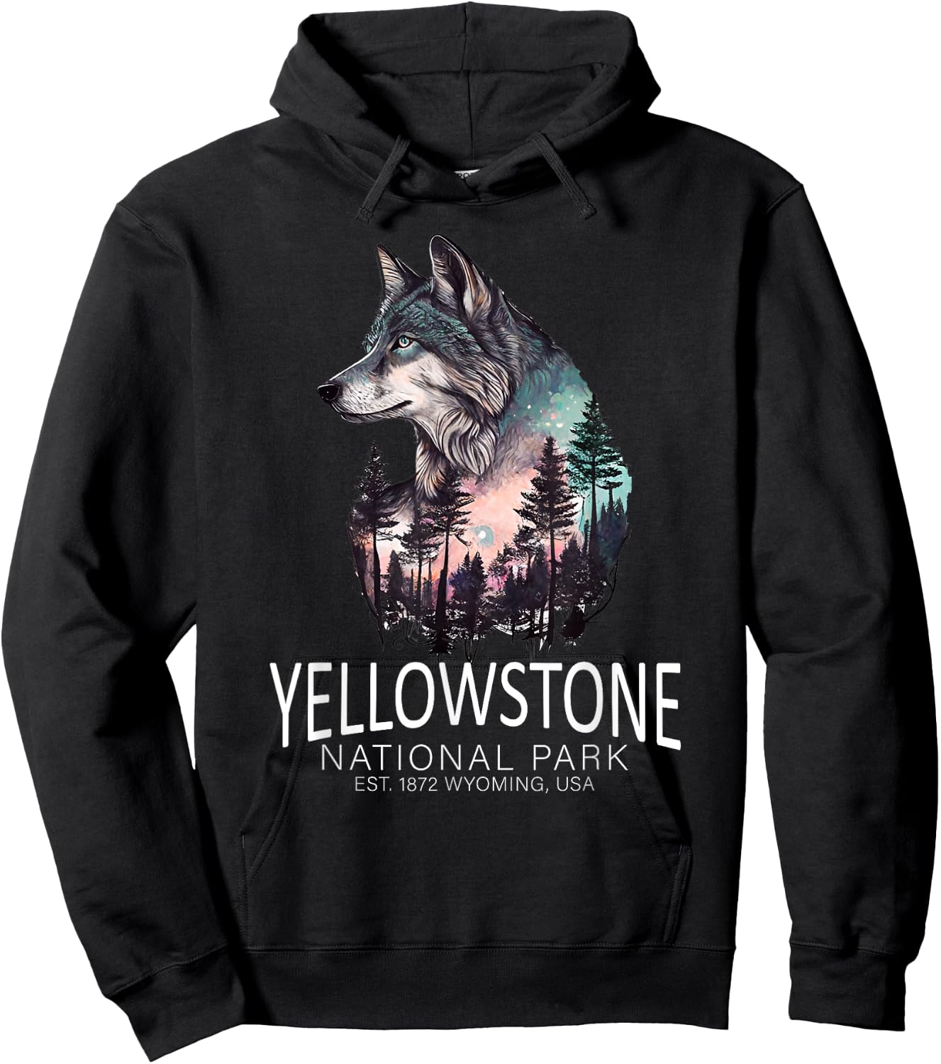 Timber Wolf Yellowstone National Park Hoodie - Hoodie | Black