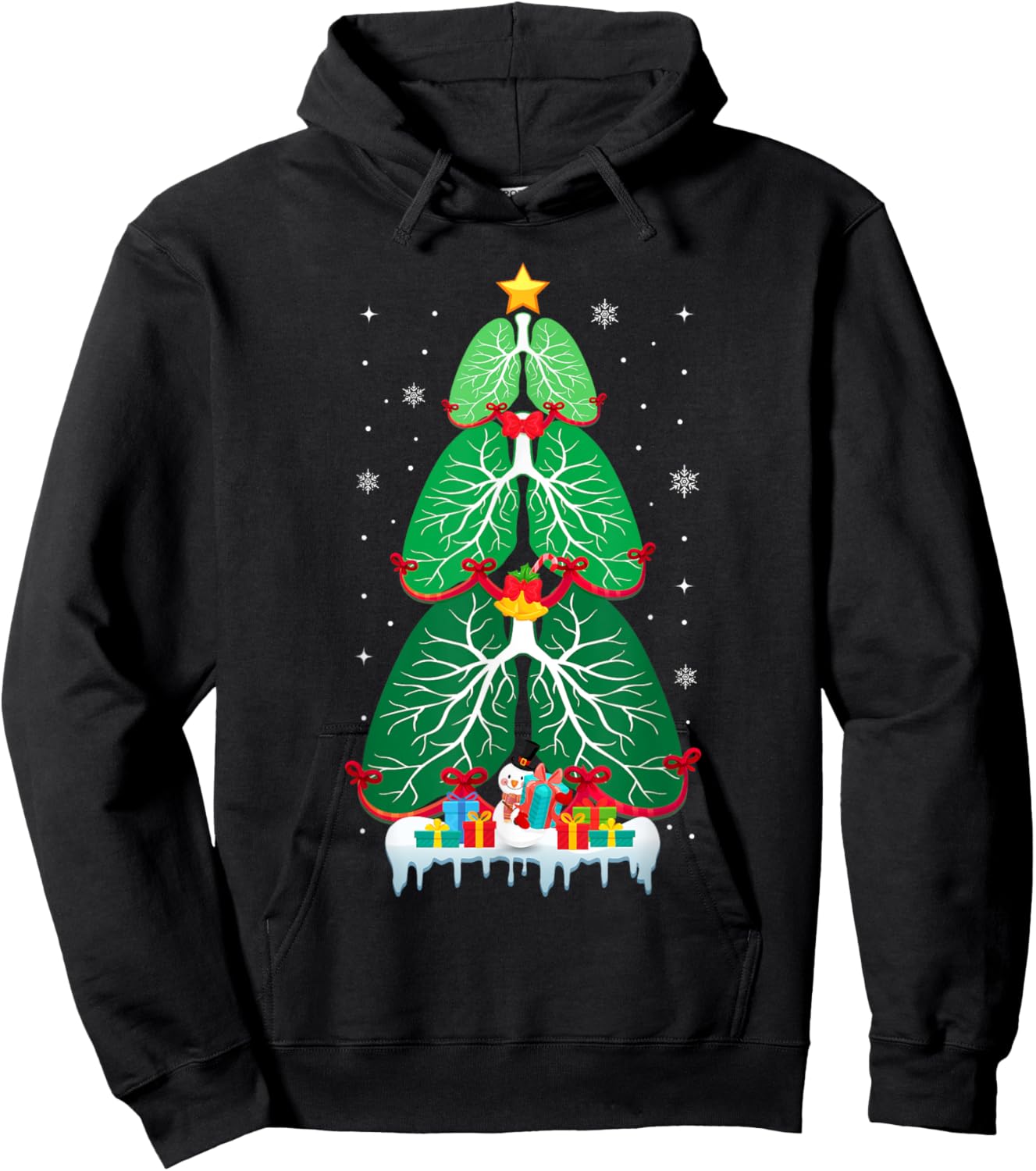 Lung Christmas Tree Respiratory Therapy Xmas Therapist Hoodie - Hoodie | Black