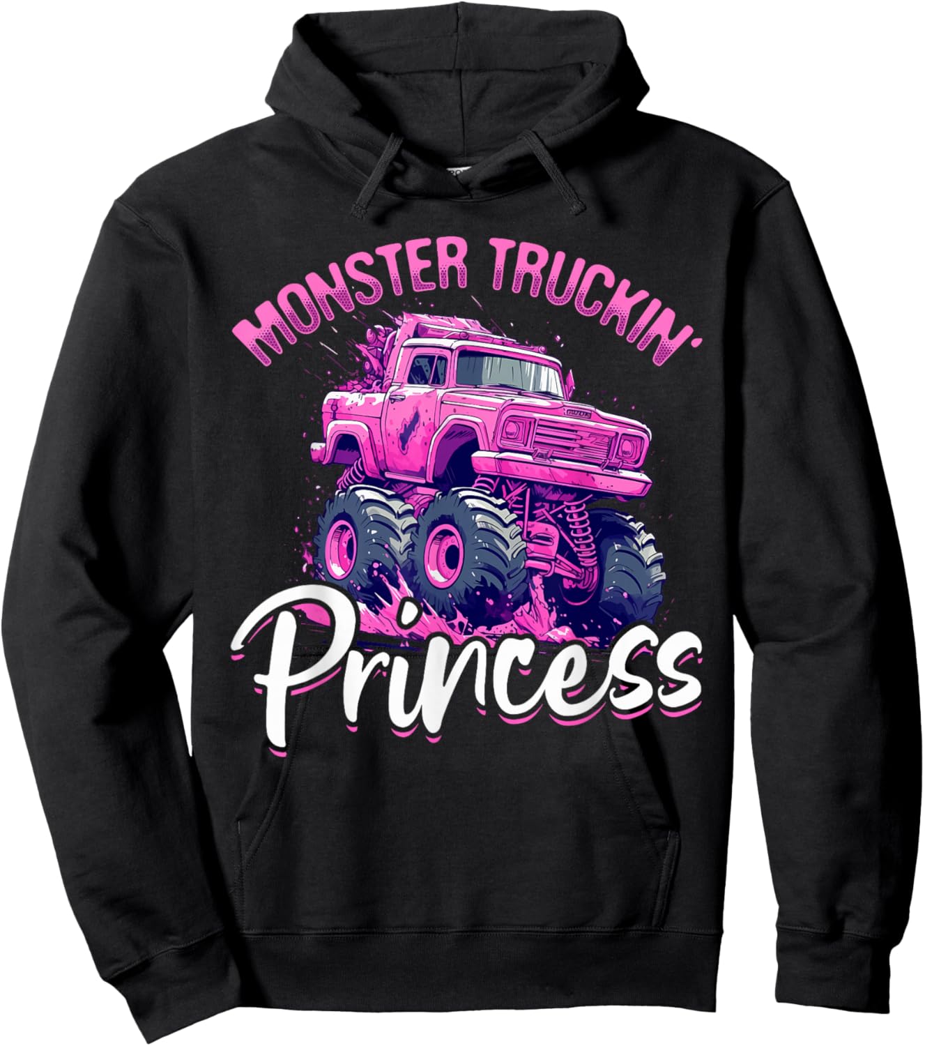 Monster Truck Toddler Girl Monster truckin' princess Hoodie - Hoodie | Black