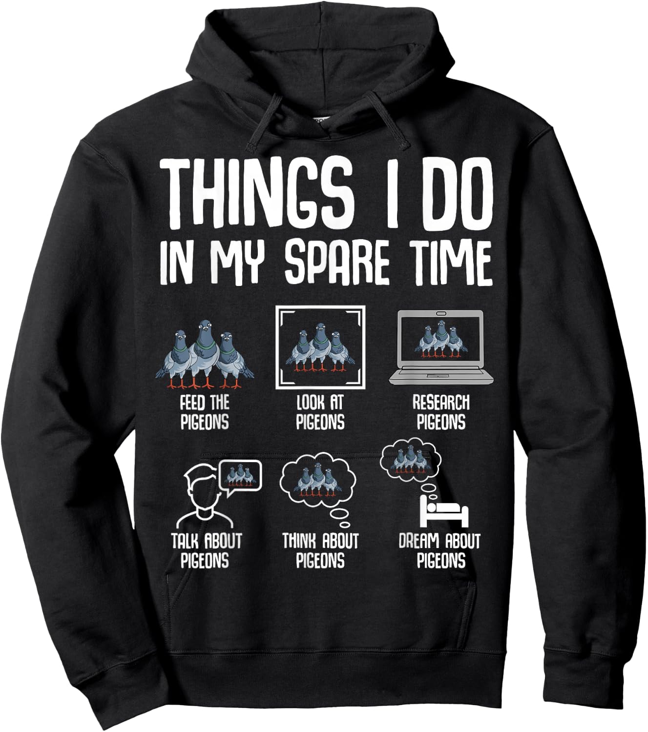 Pigeon Things I Do in My Spare Time Women Kids Girls Boys Hoodie - Hoodie | Black