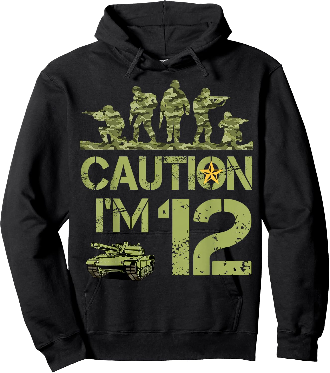 12th Birthday Military I'm 12 Year Old Soldier Camo Birthday Hoodie - Hoodie | Black