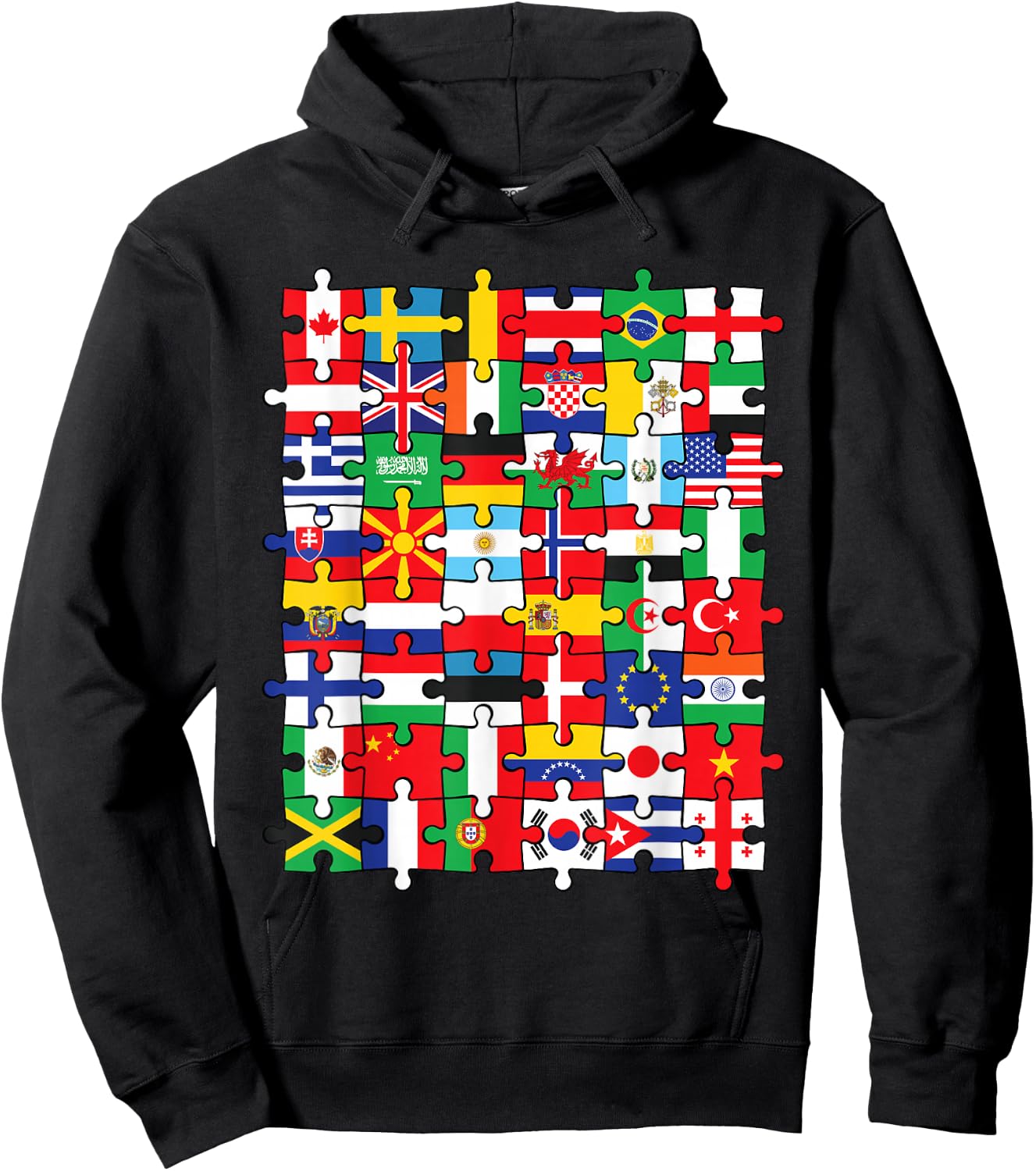 Flags of Countries of the World international flag puzzle Hoodie - Hoodie | Black