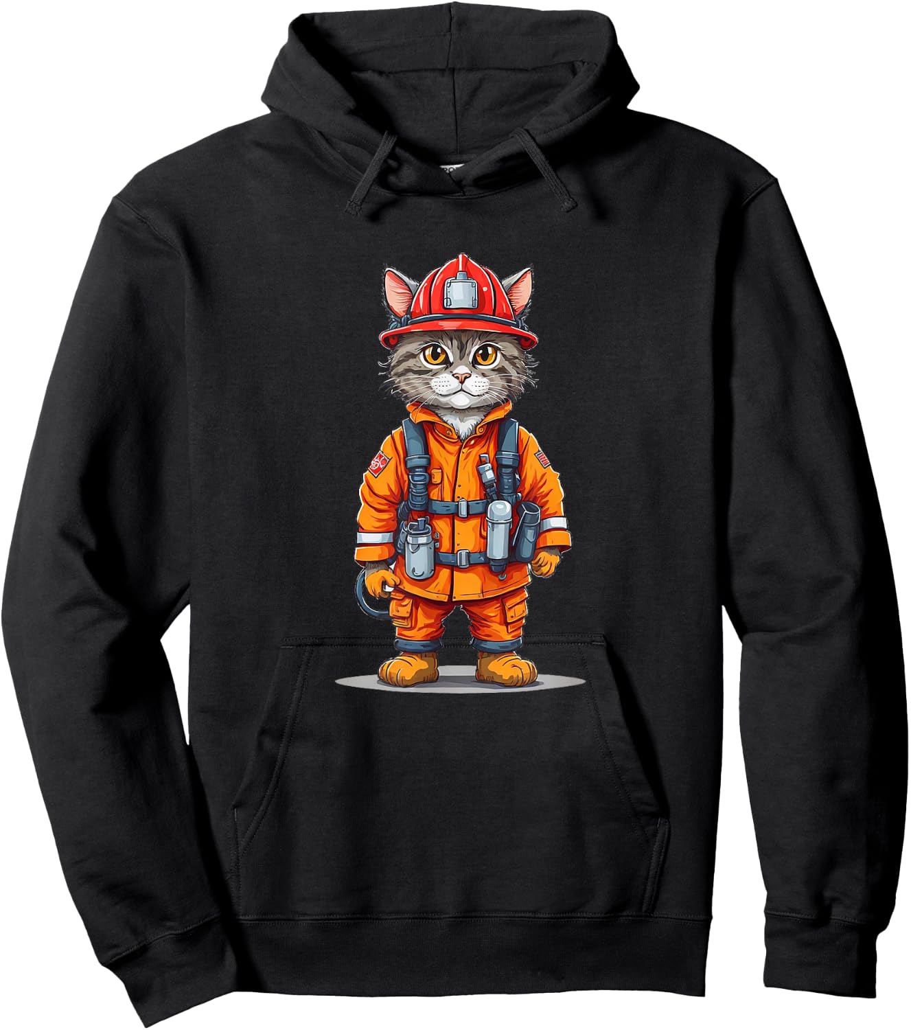 Fire Fighter Cat Hoodie - Hoodie | Black