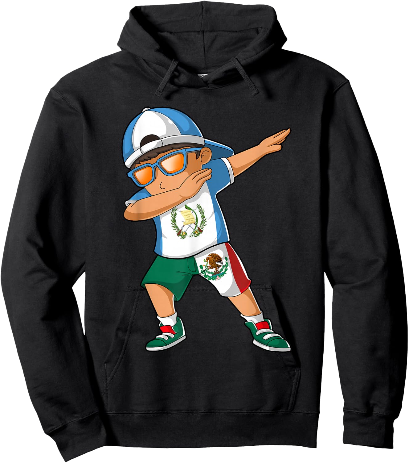 Half Guatemalan Half Mexican Boy Guatemala Flag Hoodie - Hoodie | Black