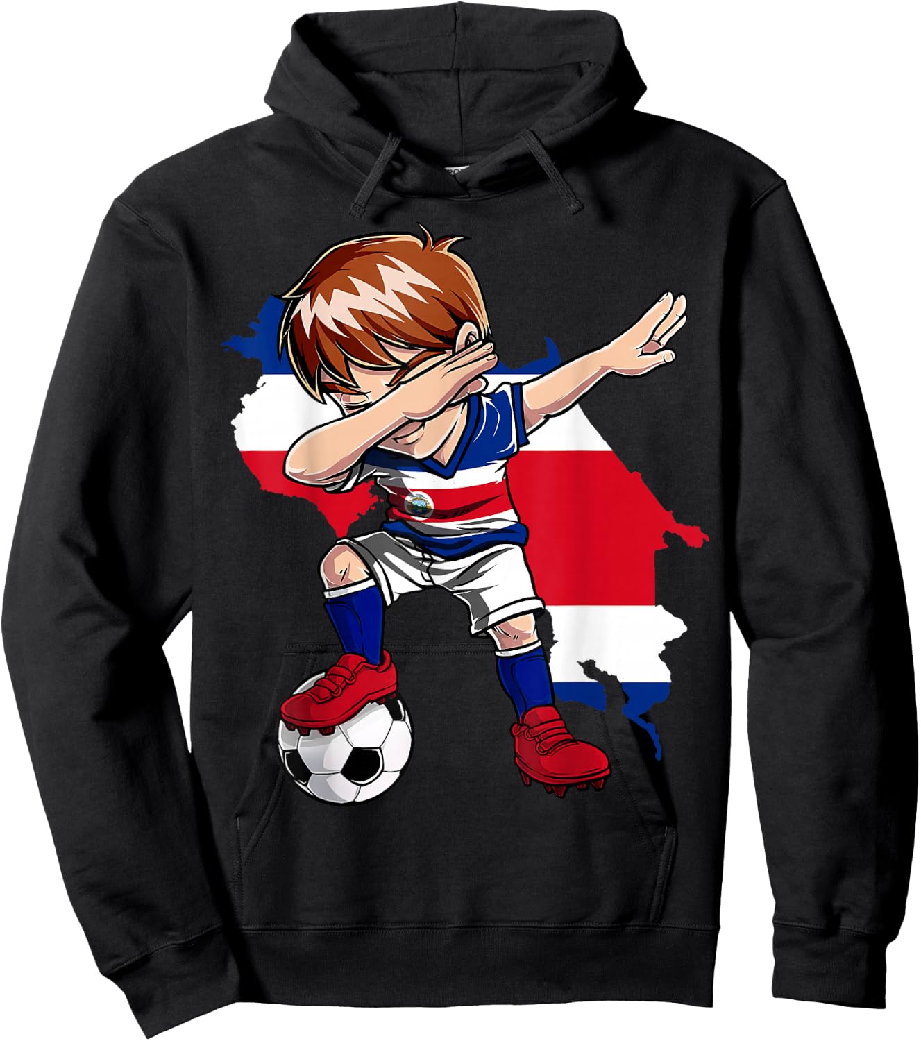 Dabbing Soccer Costa Rican Jersey Boy Costa Rica Football Hoodie - Hoodie | Black
