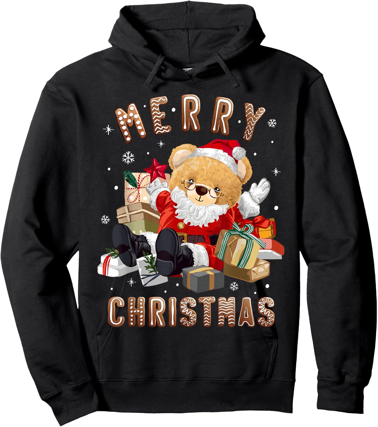 Cute Christmas teddy bear Santa Claus Hoodie - Hoodie | Black