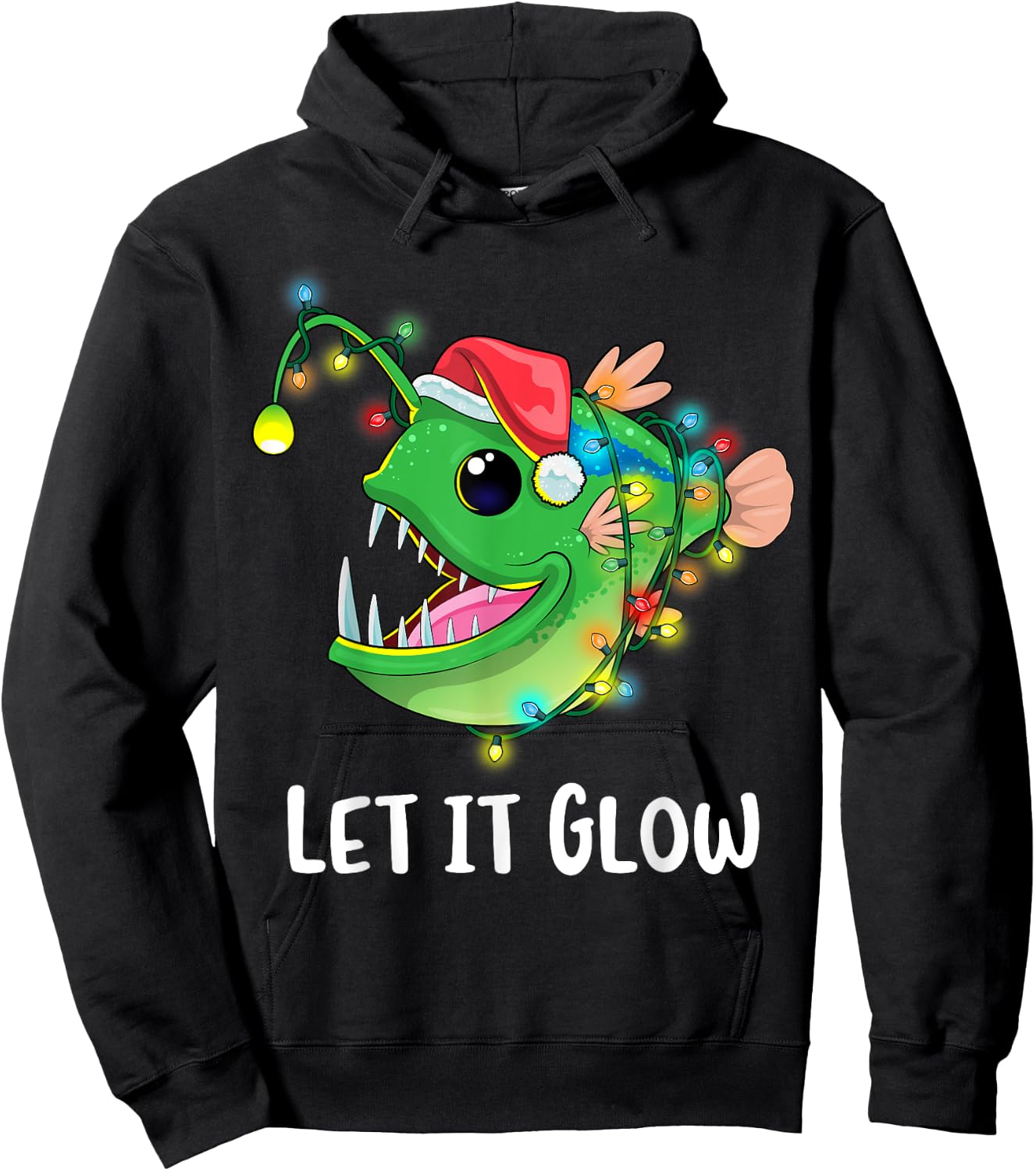 Let It Glow Anglerfish Lighting Xmas Tree Monster Christmas Hoodie - Hoodie | Black