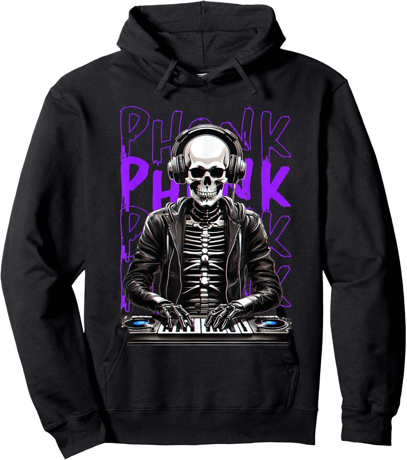 Phonk aesthetic DJ skeleton Hoodie - Hoodie | Black