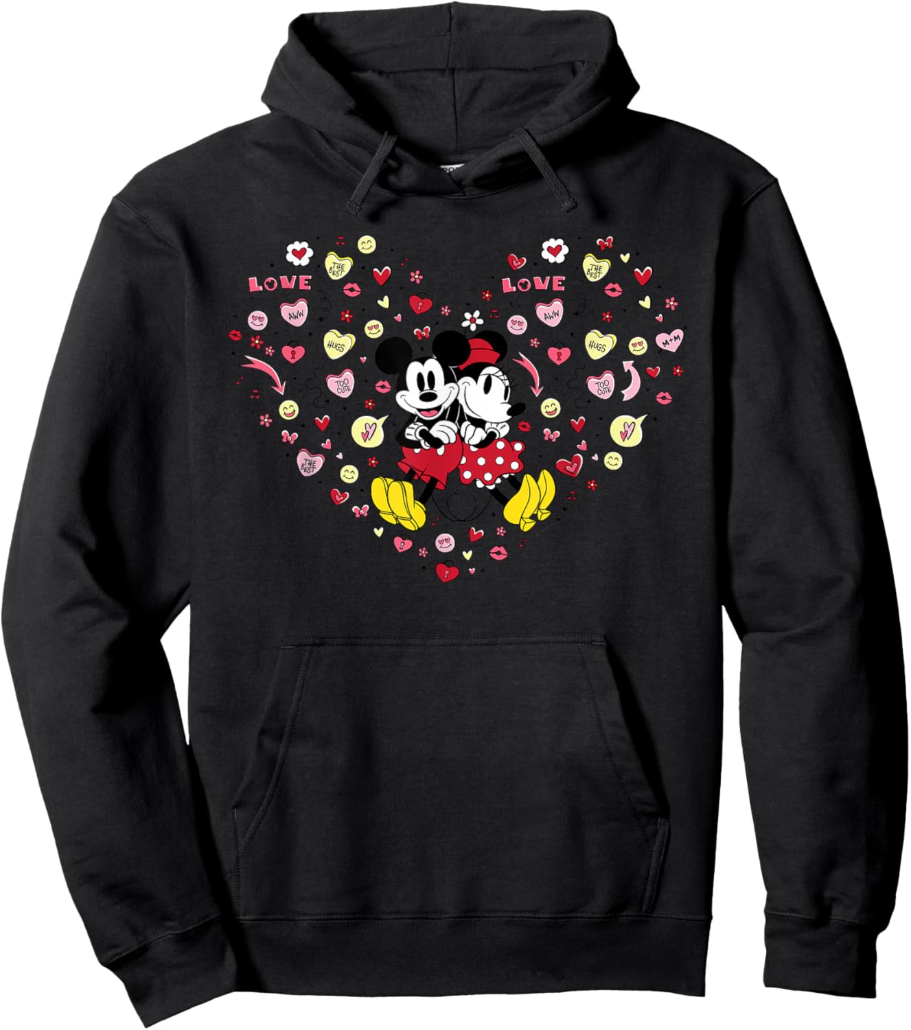 Disney Mickey & Minnie Heart of Love Valentine’s Day Retro Hoodie - Hoodie | Black
