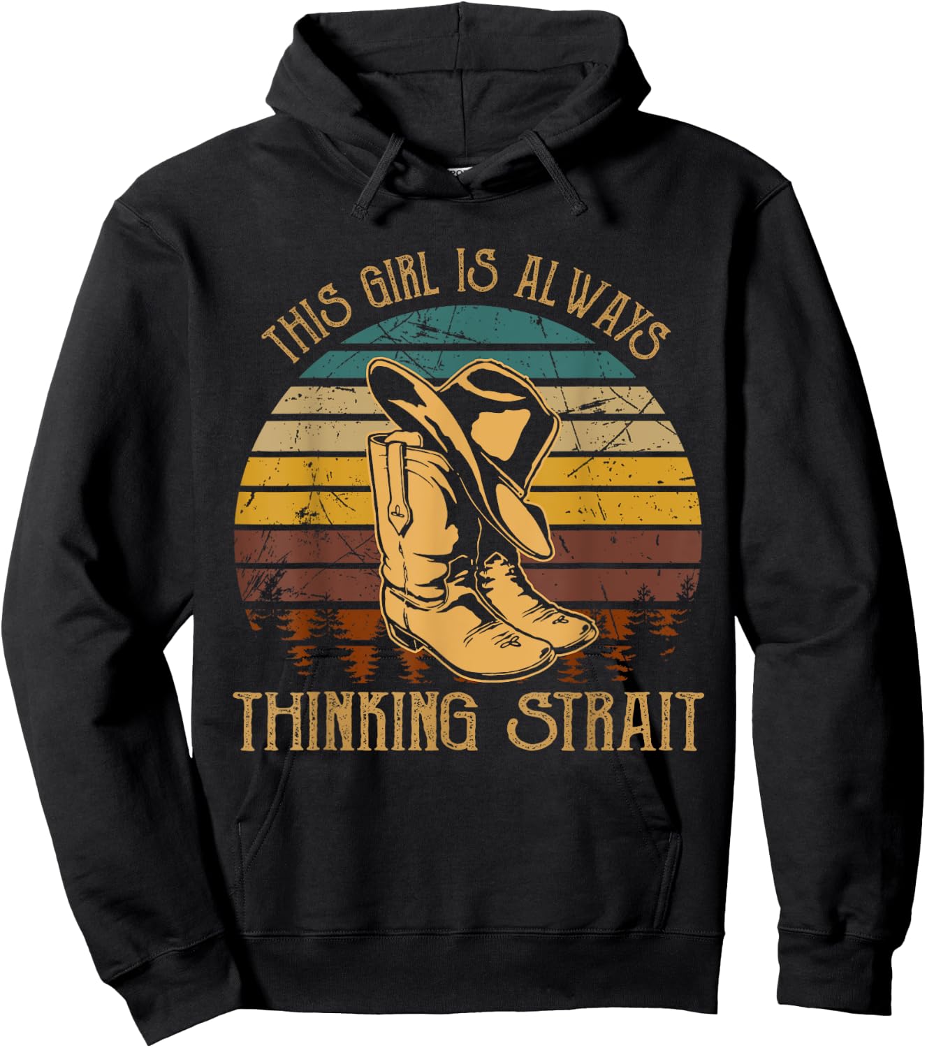 This Girl Is Always Thinking Strait Cowboys Music Lover Hoodie - Hoodie | Black