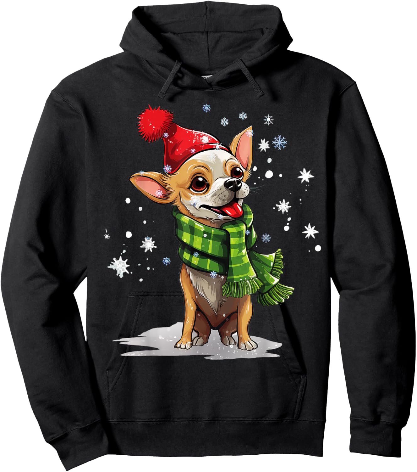 Chihuahua Dog Christmas Snow Winter Vibes Women Kids Hoodie - Hoodie | Black