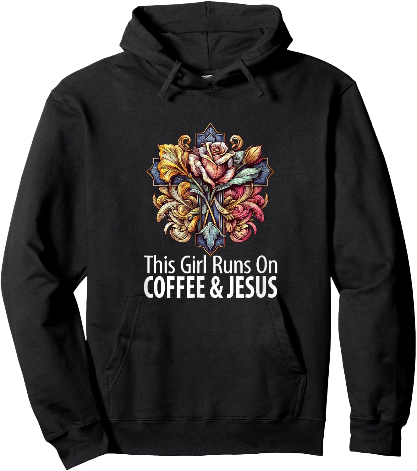 This Girl Runs On Coffee & Jesus Hoodie - Hoodie | Black