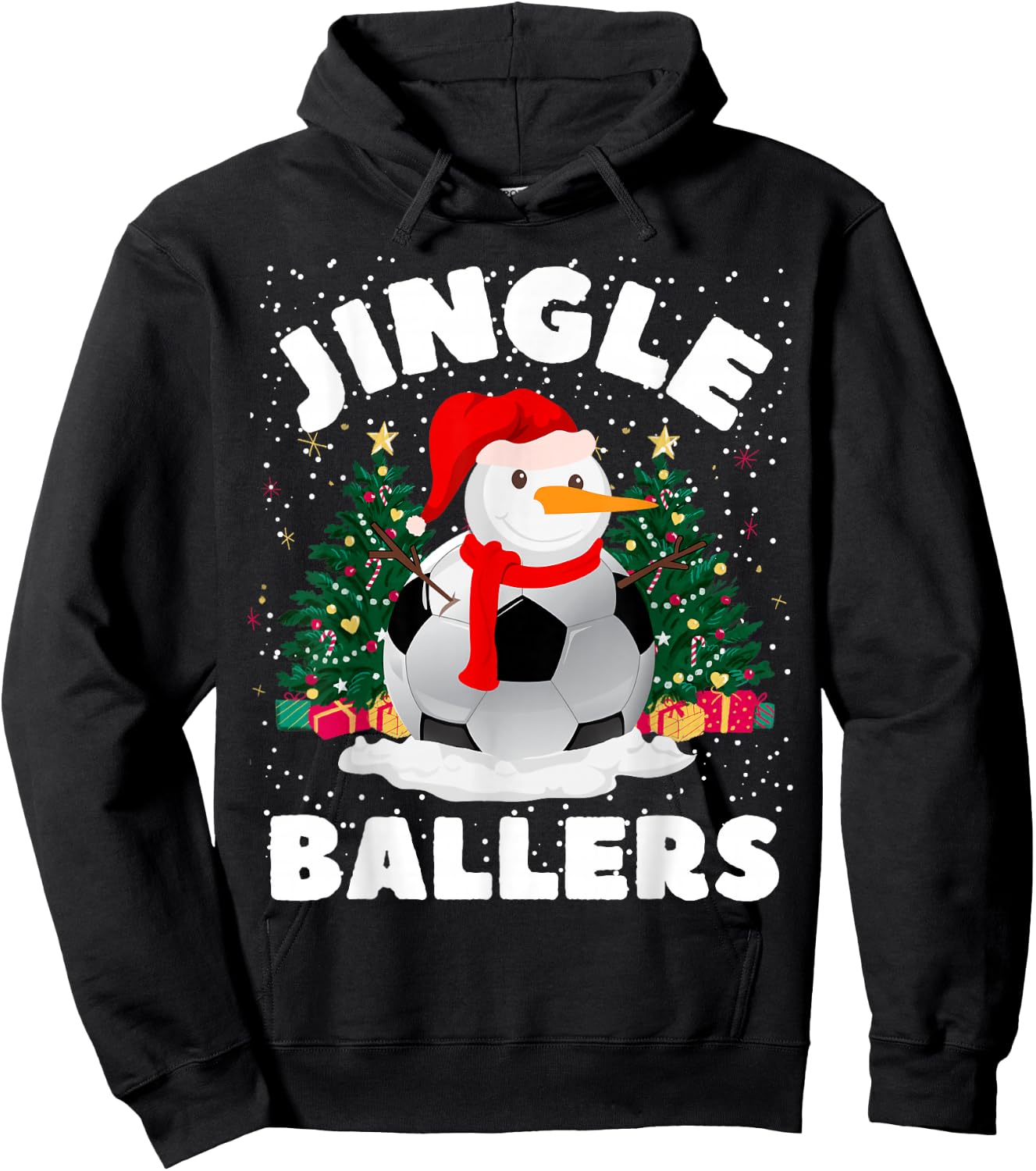 Jingle Ballers Funny Soccer ball Snowman Christmas Football Hoodie - Hoodie | Black