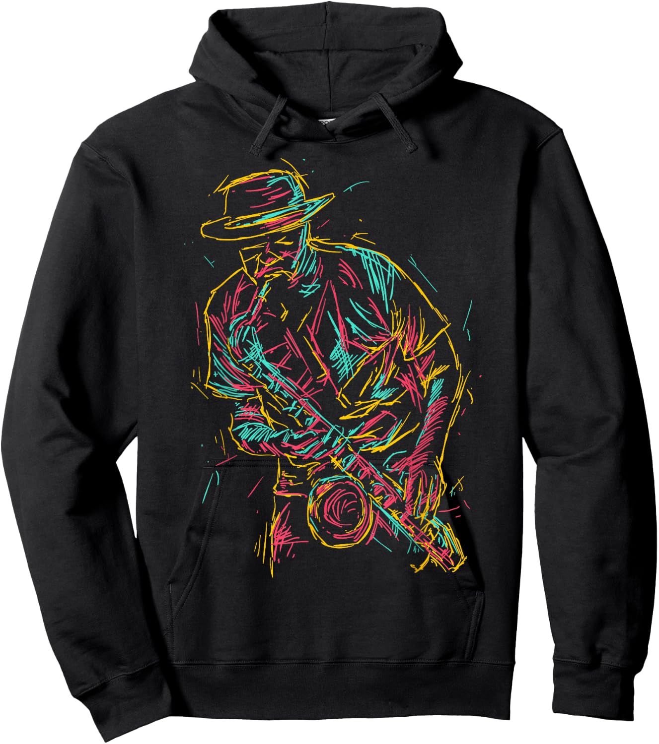 Saxophone player abstract art Hoodie - Hoodie | Black