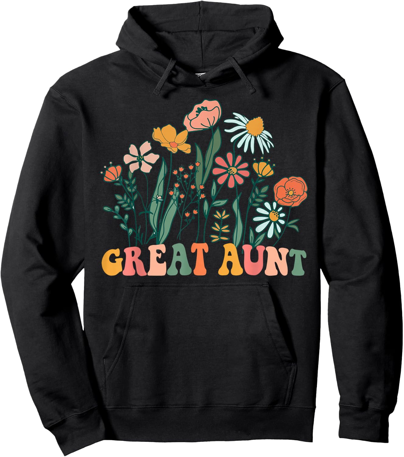 New GREAT AUNT Wildflower First Birthday & Baby Shower Hoodie - Hoodie | Black