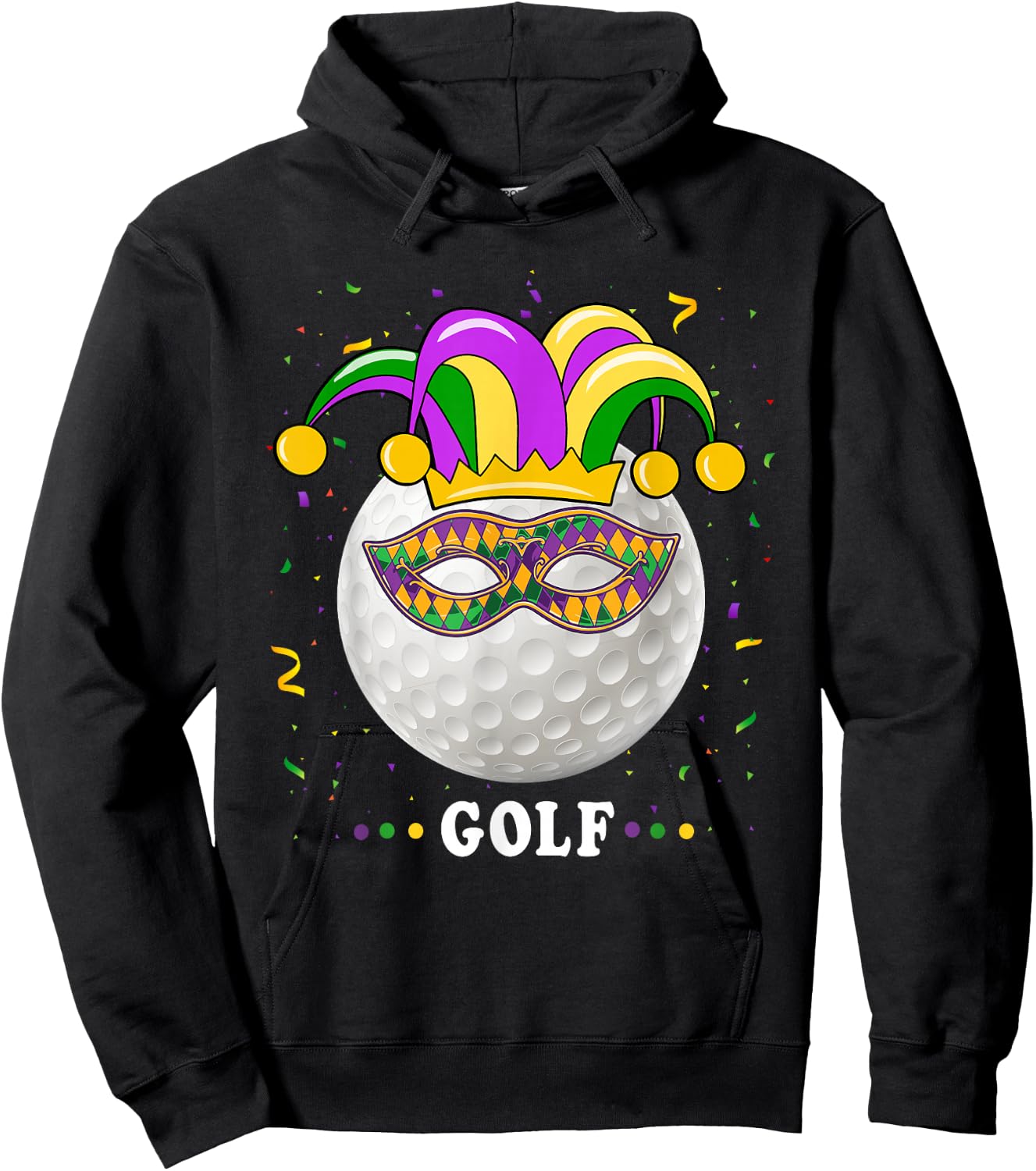 Mardi Gras Golf Costume Mardi Gras Jester Hat Golf Lover Hoodie - Hoodie | Black