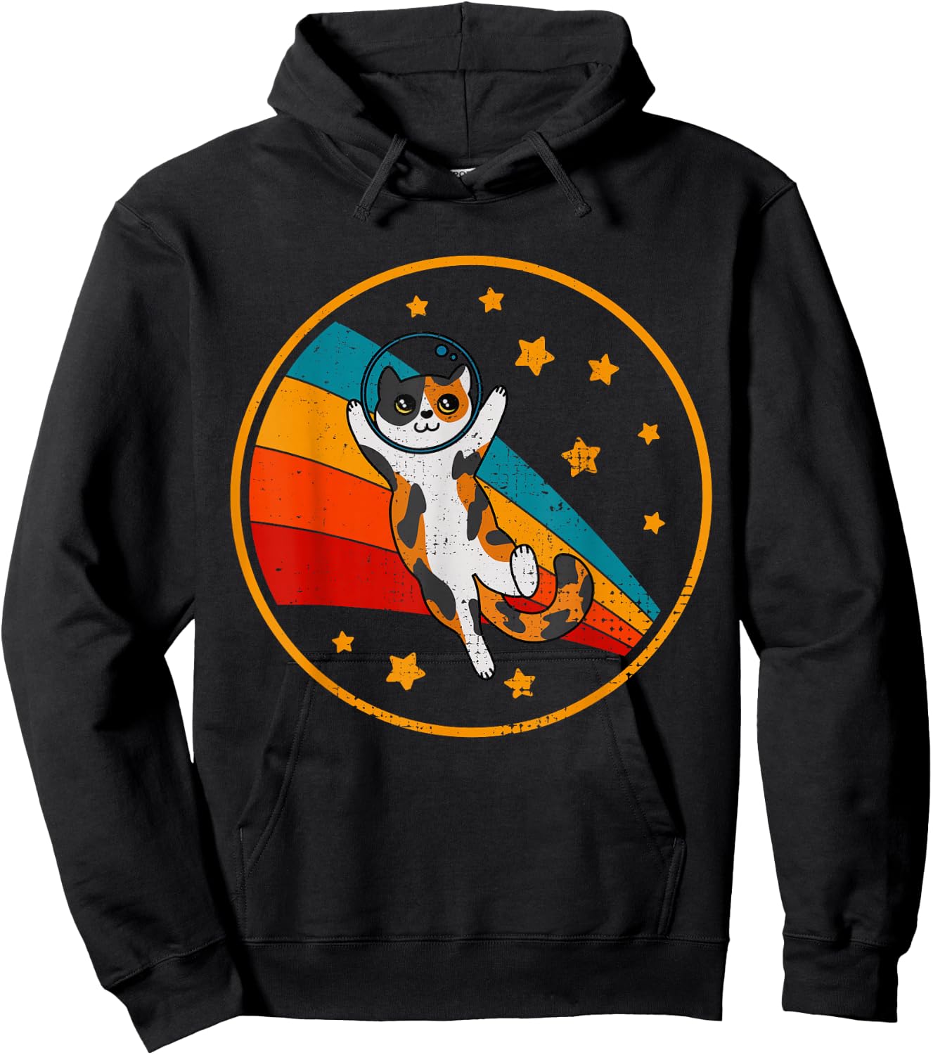 Cute Vintage Calico Cat Retro Space Cat Hoodie - Hoodie | Black