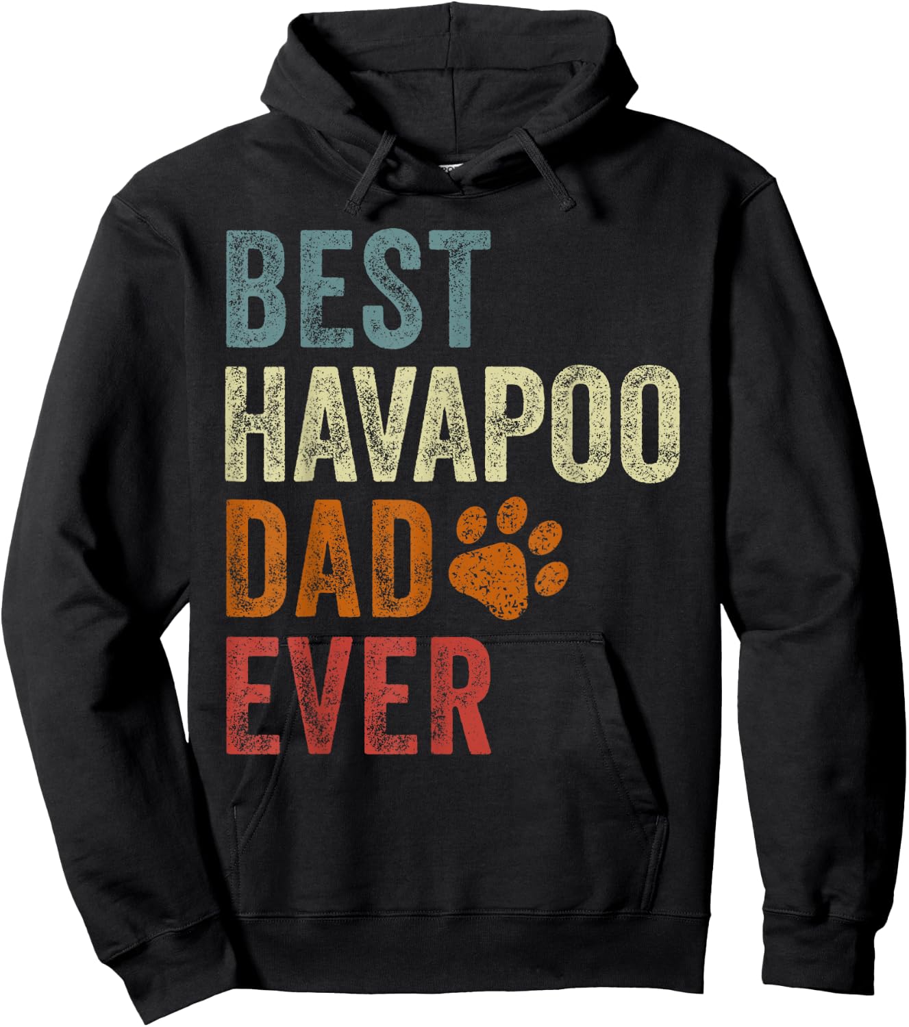 Retro Best Havapoo Dad Ever Havapoo Papa Father's Day Hoodie - Hoodie | Black