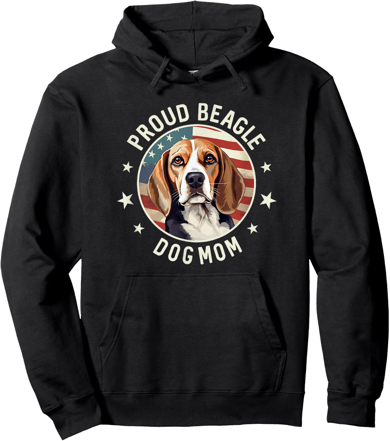 Beagle Gifts , American Flag Proud Beagle Dog Mom Hoodie - Hoodie | Black