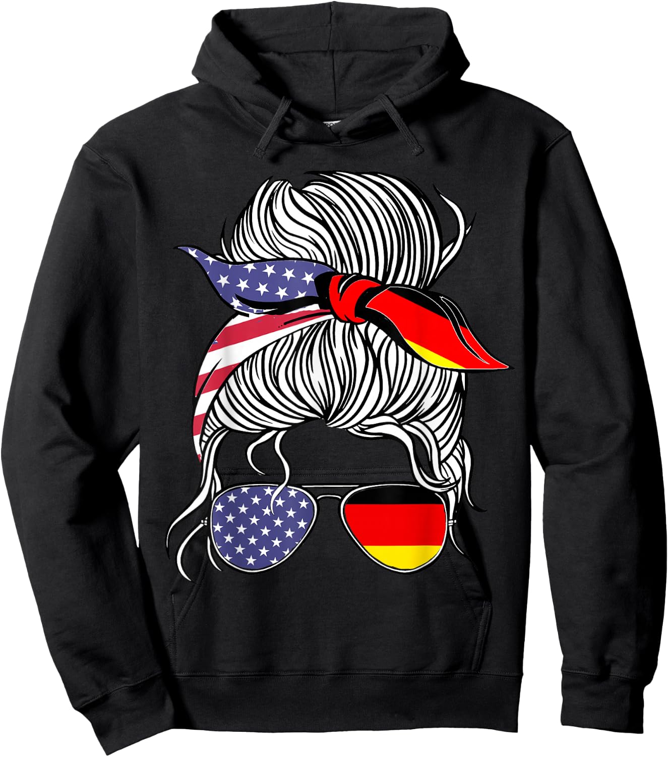 German American Patriot Grown Proud Women Girl Flag Hoodie - Hoodie | Black