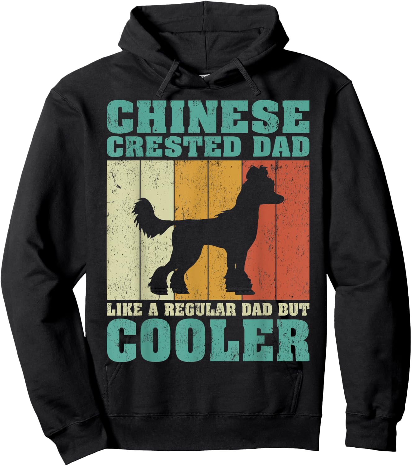 Vintage Chinese Crested Dad Like A Regular Dad Father's Day Hoodie - Hoodie | Black