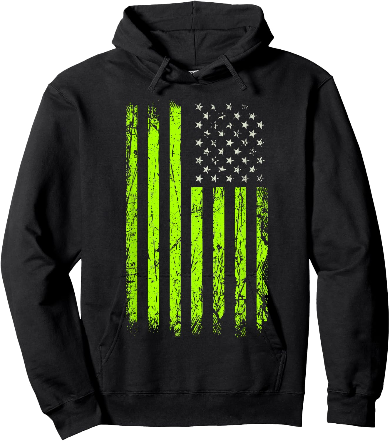 Green Stars & Stripes.American USA Flag Green Color Graphic Hoodie - Hoodie | Black