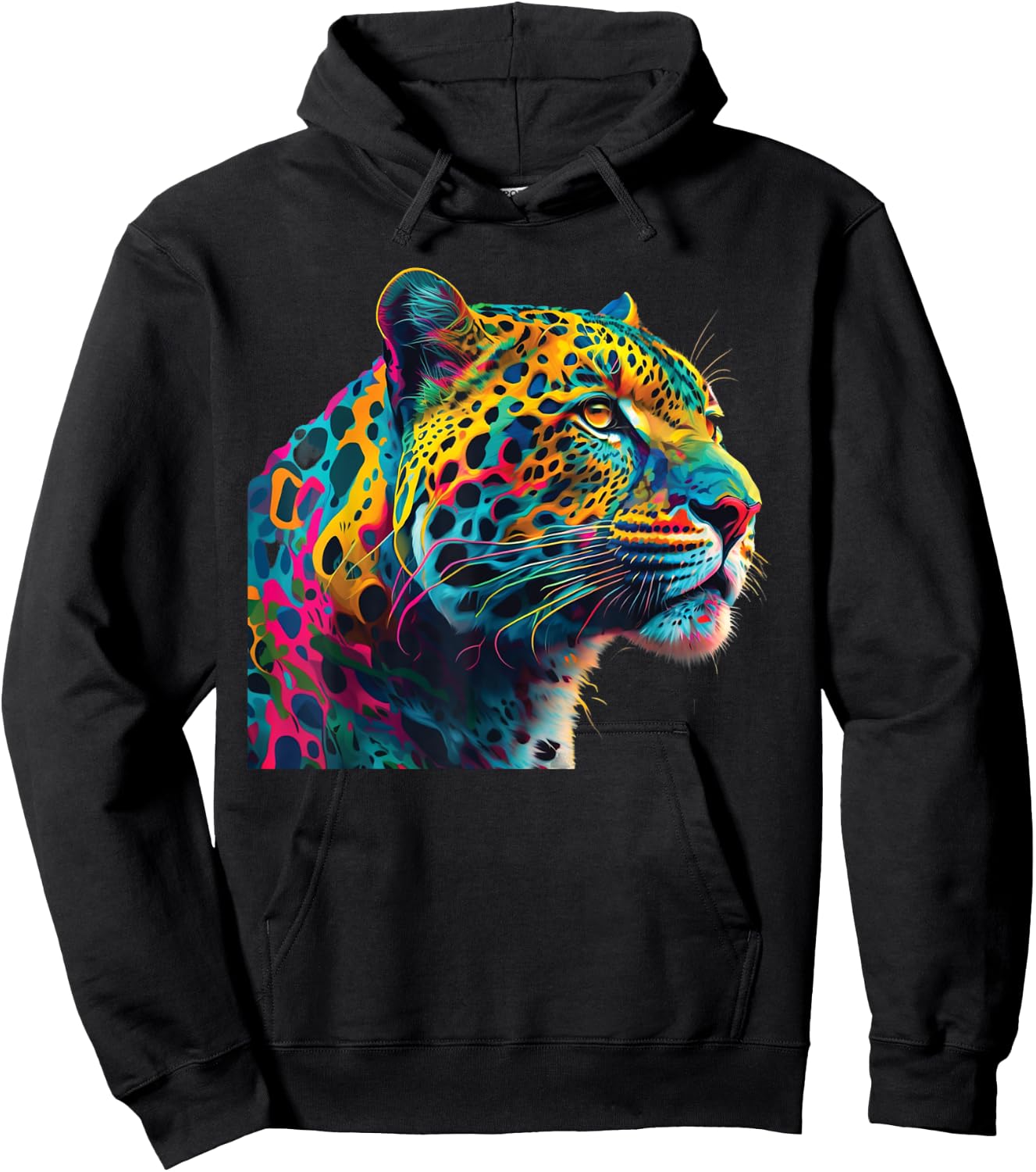 colorful leopard head art face for lover animal Wild Hoodie - Hoodie | Black