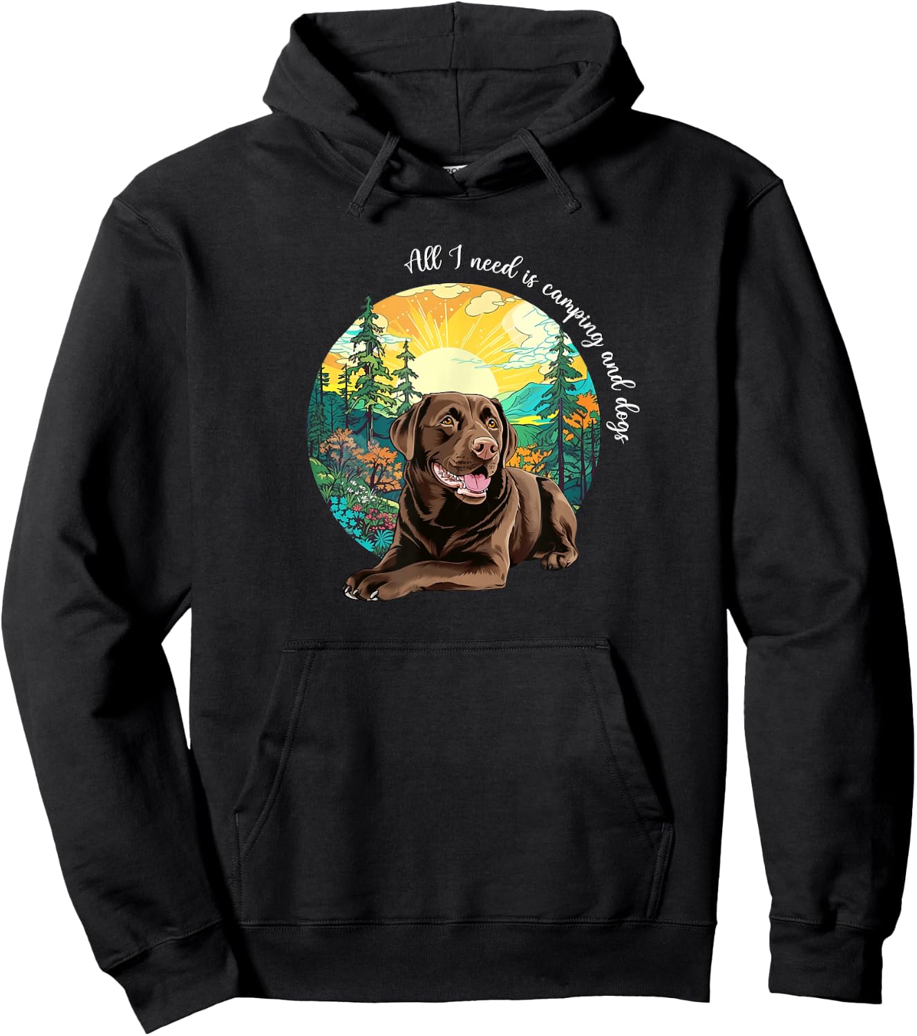 Funny Cute Camping Chocolate Lab Dog Lover Hoodie - Hoodie | Black
