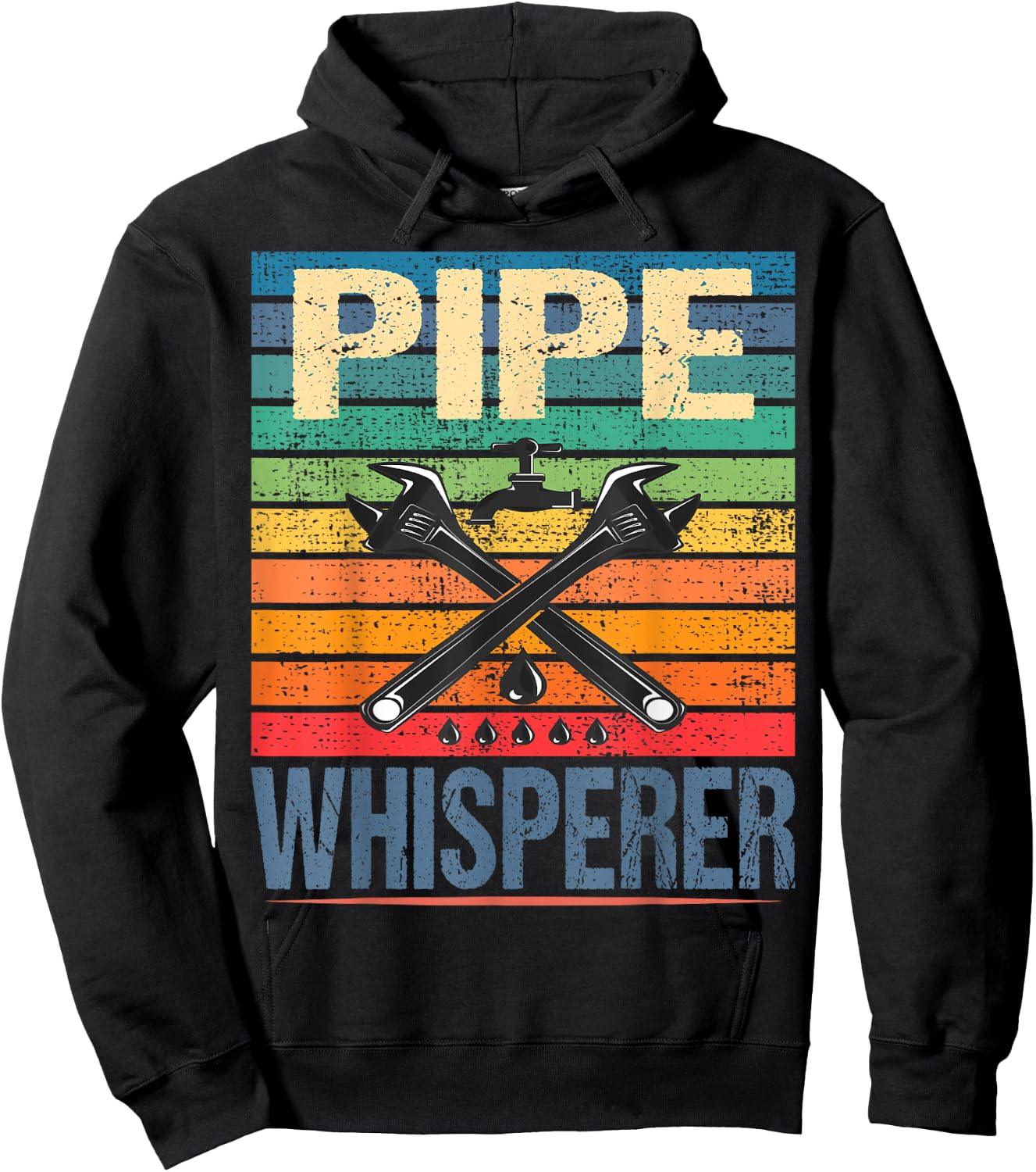 Retro Vintage Rainbow Pipe whisperer Funny Plumber Hoodie - Hoodie | Black