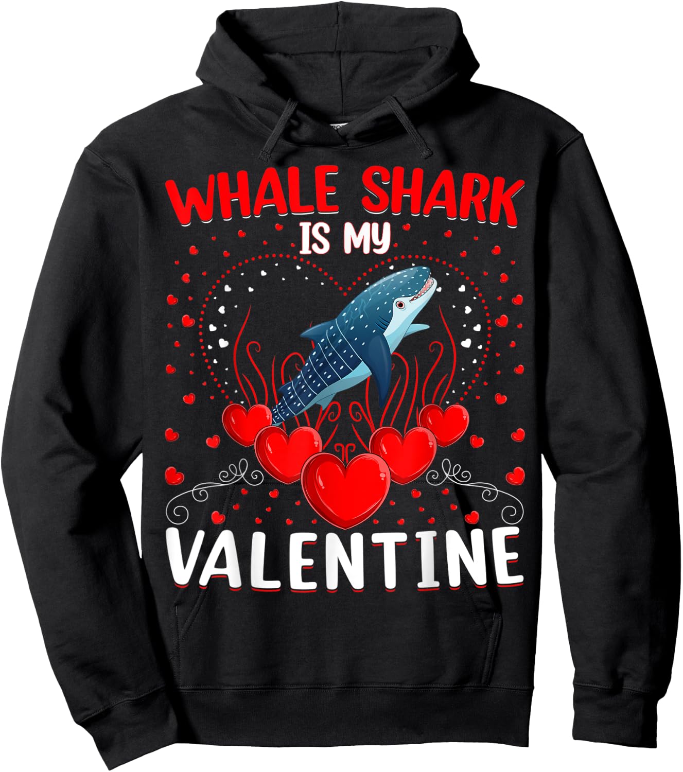Whale Shark Is My Valentine Heart Whale Shark Valentine Hoodie - Hoodie | Black