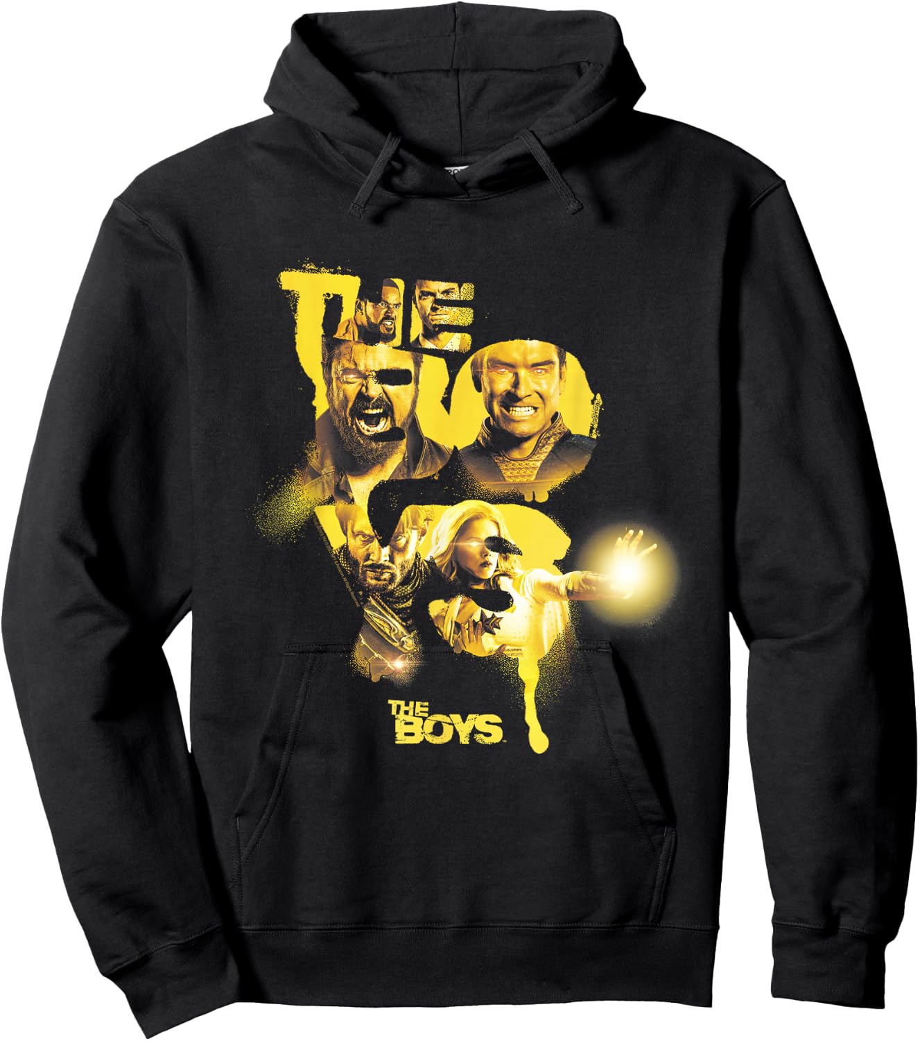 The Boys Yellow Character Collage Poster Hoodie - Hoodie | Black