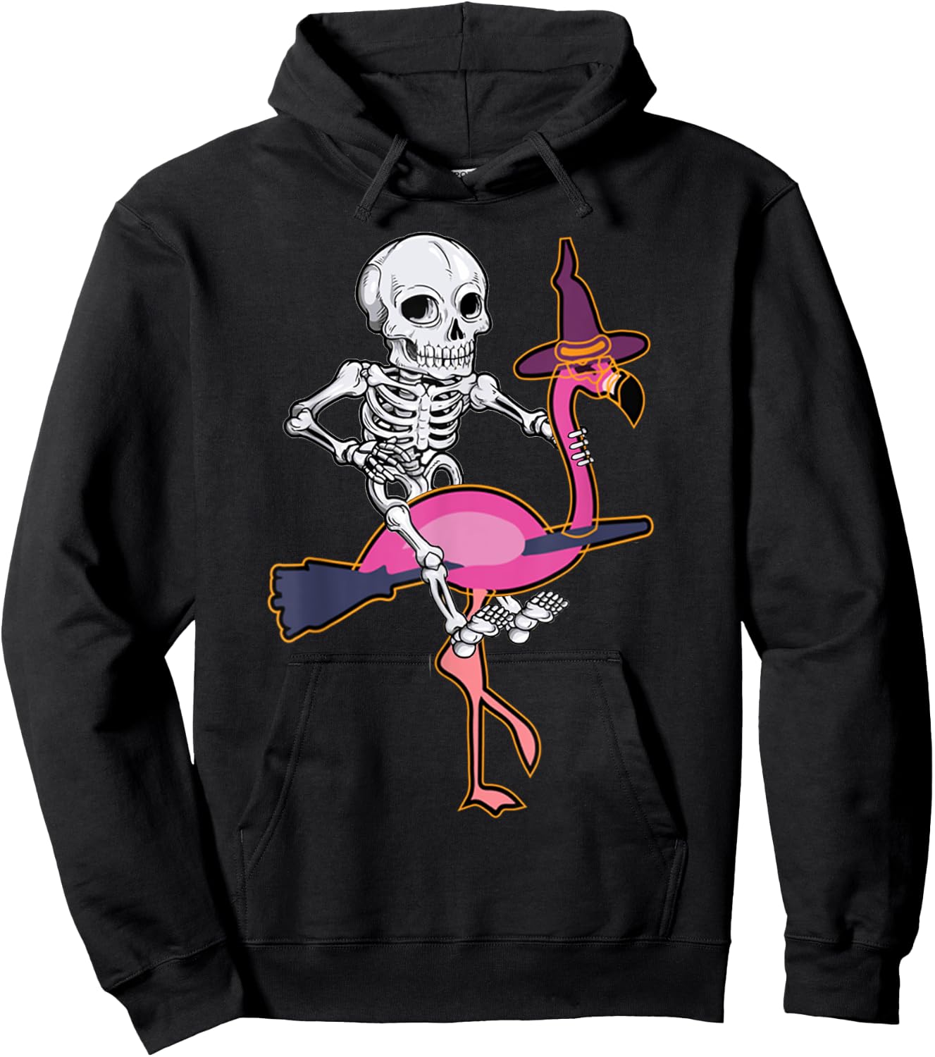 Skeleton Riding Flamingo Funny Halloween Pumpkin Boys Hoodie - Hoodie | Black