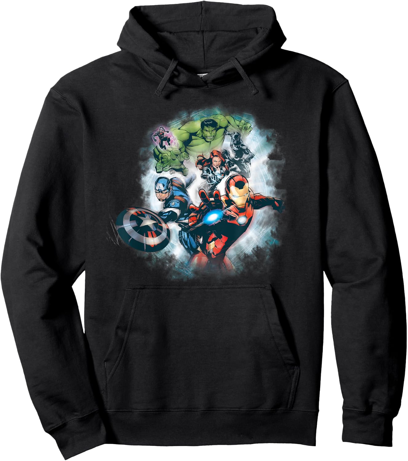 Marvel Avengers Assemble Team Full Color Hoodie - Hoodie | Black