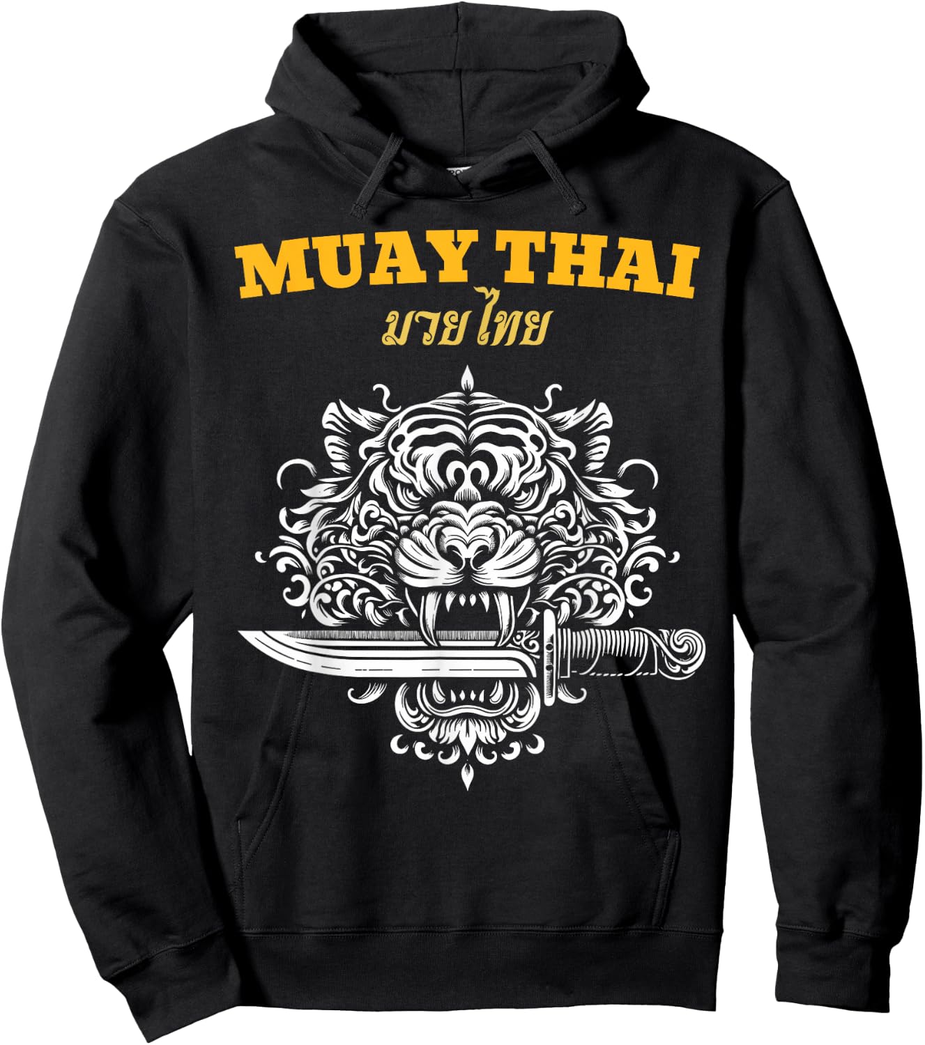 Muay Thai Sak Yant MMA Tattoo Tiger Lion Knife Martial Art Hoodie - Hoodie | Black