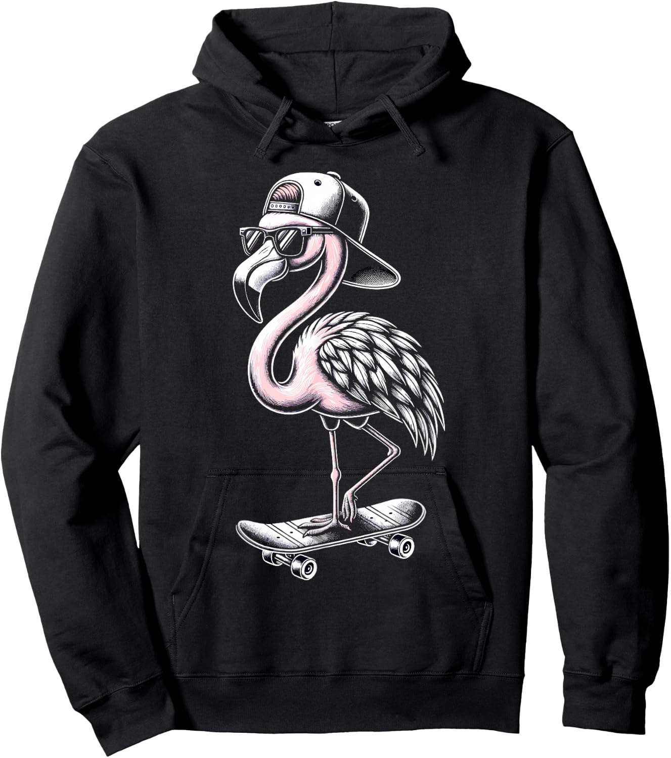 Skateboarding Flamingo Skater Skateboarder Women Hoodie - Hoodie | Black