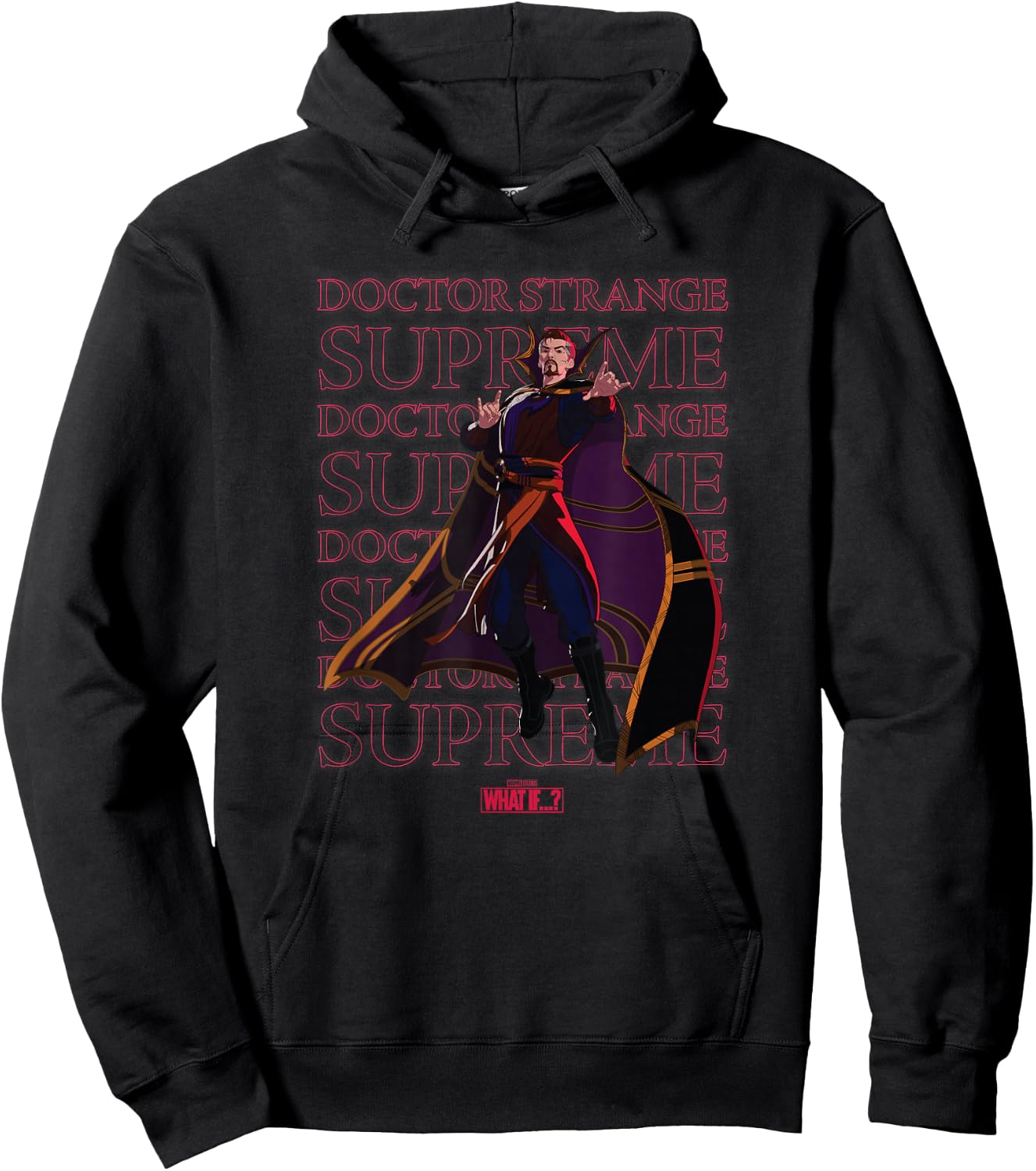 Marvel What If Doctor Strange Supreme Text Stack Portrait Hoodie - Hoodie | Black