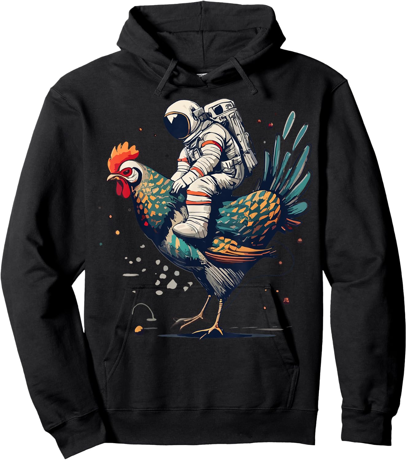 Astronaut on a chicken in space Hoodie - Hoodie | Black