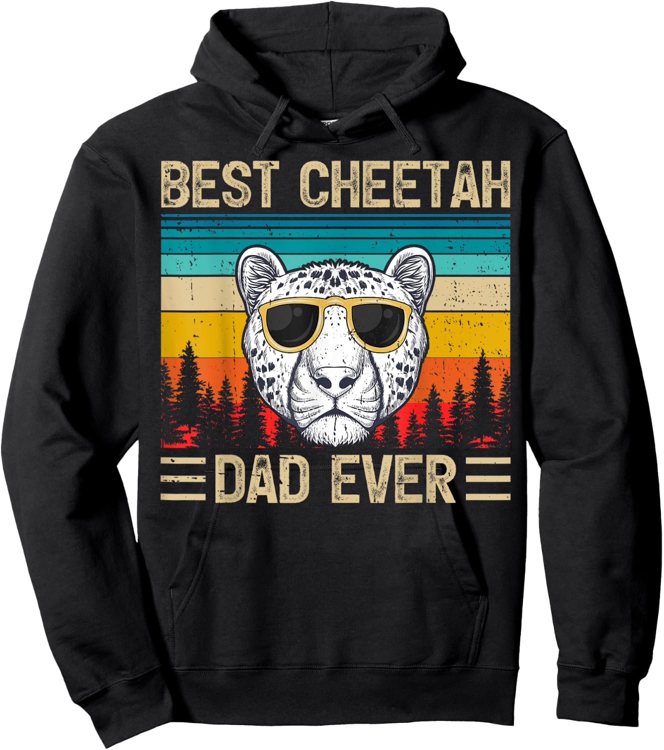 Cheetah Vintage Funny Best Cheetah Dad Ever Father's Day Hoodie - Hoodie | Black