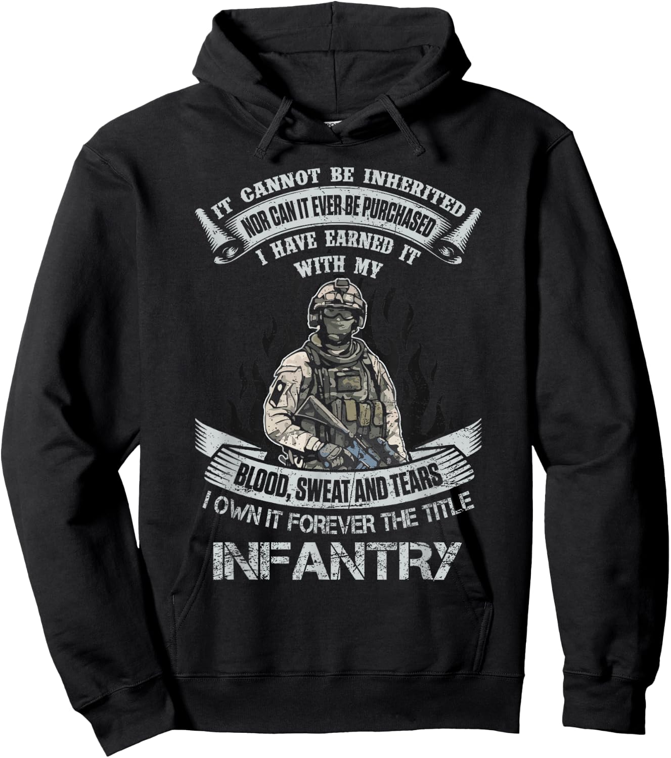 US Army Infantry Veteran Vet Gift -Adults Black Cotton Hoodie - Hoodie | Black