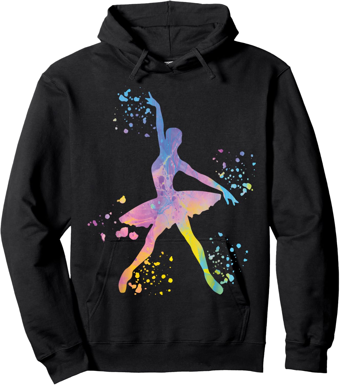Ballet Dancer Colorsplash Woman Ballerina Hoodie - Hoodie | Black